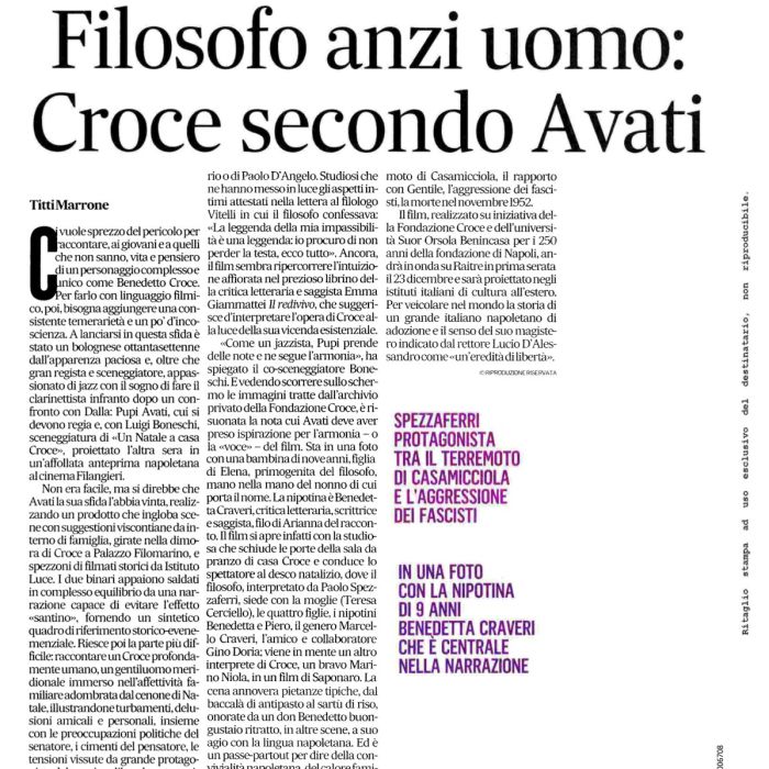 Filosofo anzi uomo:Croce secondo Avati