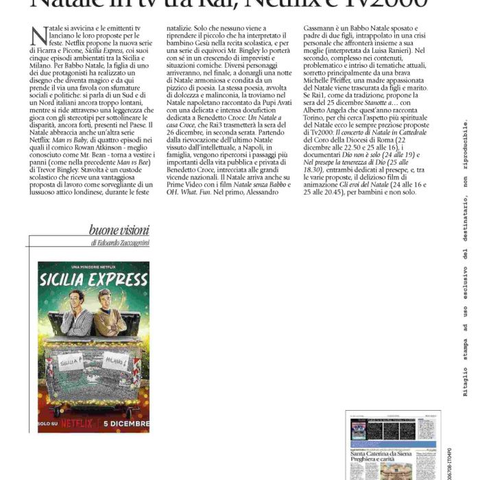 Natale in tv tra Rai, Netflix e Tv2000