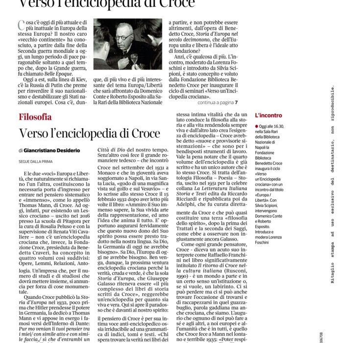 Verso l’encicloperdia di Croce