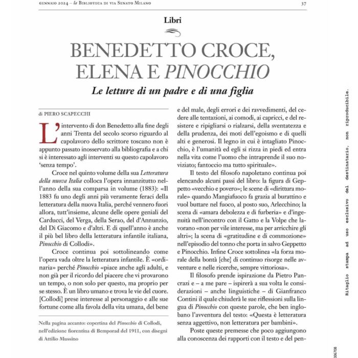 Benedetto Croce, Elena e Pinocchio. Le letture di un padre e di una figlia