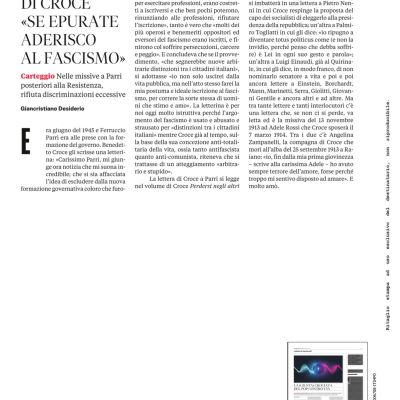 Le lettere di Croce se epurate ederiscono al Fascismo - Il Giornale 01-28-2026-1