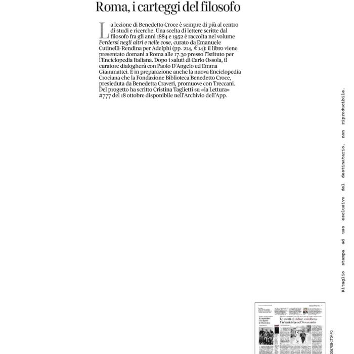 Roma, i carteggi del filosofo
