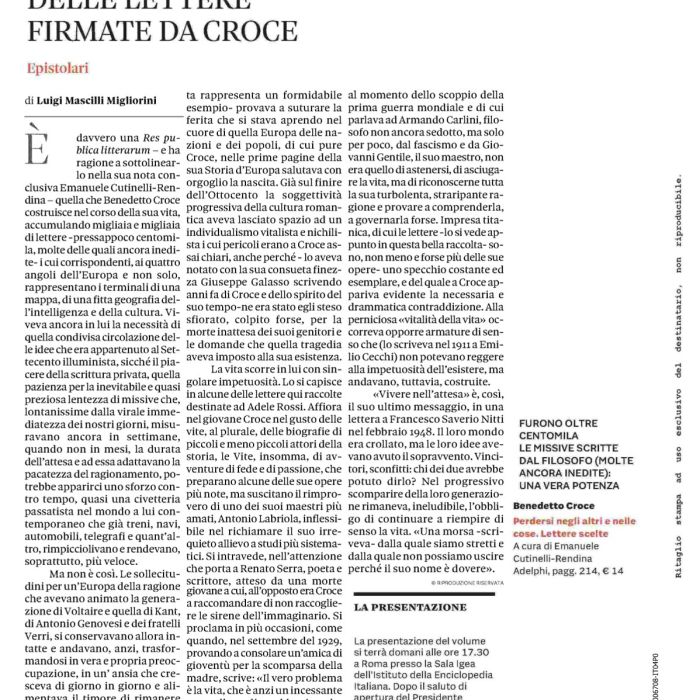 Nella Repubblica delle lettere firmate da Croce